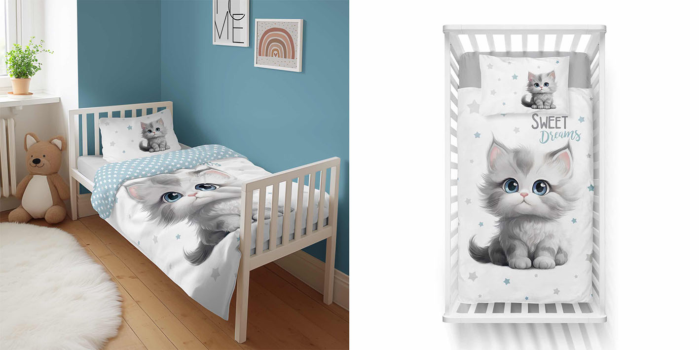 100x135 pościel kotek sweet dreams mięta